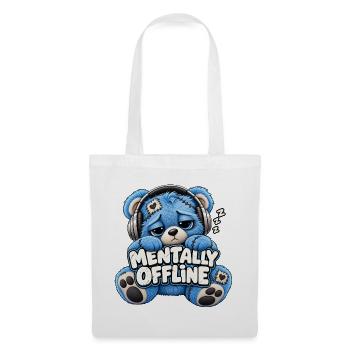 Mentally Offline Plüschbär - Stoffbeutel - Weiß - Vorne