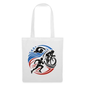Triathlon – Schwimmen Radfahren Laufen - Stoffbeutel - Weiß - Vorne