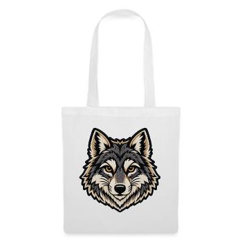 Wolfskopf im Patch-Look  - Stoffbeutel - Weiß - Vorne
