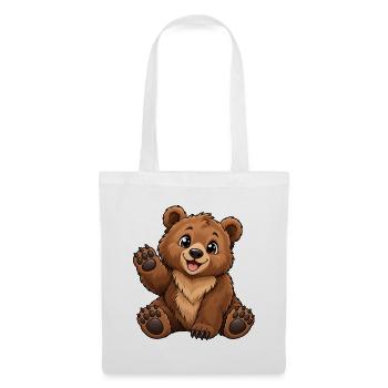 Braunbär Kawaii Style – Süßer Bär - Stoffbeutel - Weiß - Vorne