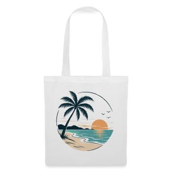 Tropical Sunset – Palme, Strand & Meer Urlaubsdesi - Stoffbeutel - Weiß - Vorne