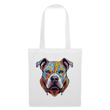 Hund Kopf Geometrisch Farbenfroh - Stoffbeutel - Weiß - Vorne