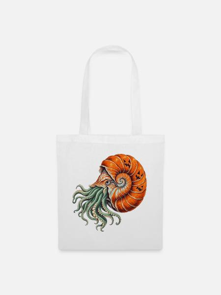 Nautilus mit Kürbisspirale - Stoffbeutel - Weiß