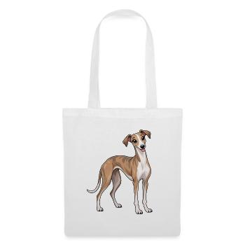 Greyhound Kawaii Style – Süßer Windhund - Stoffbeutel - Weiß - Vorne