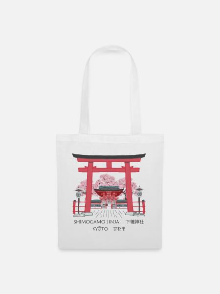 Kyoto Torii und Kirschblüten - Stoffbeutel - Weiß