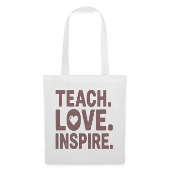 Teach Love Inspire Heart Typo Design - Stoffbeutel - Weiß - Vorne