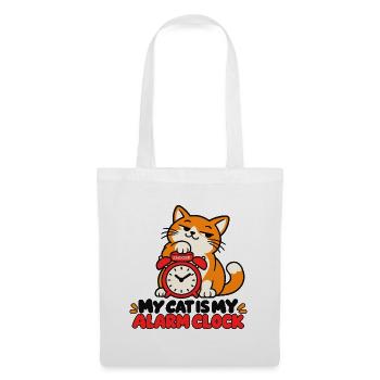 Meine Katze ist mein Wecker-lustiger Katzenliebhaber - Stoffbeutel - Weiß - Vorne