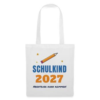 Schulkind 2027 – Einschulung Abenteuer kann kommen - Stoffbeutel - Weiß - Vorne