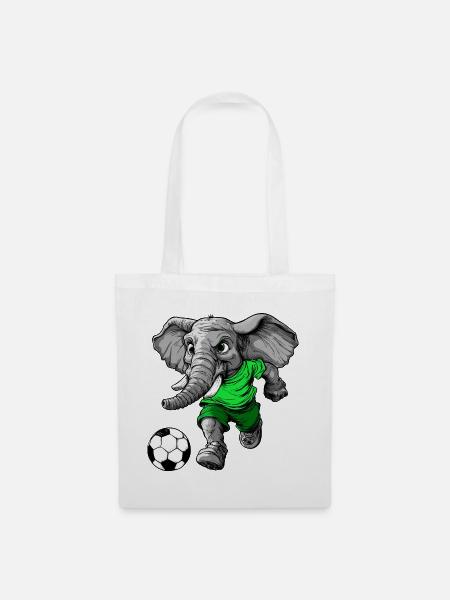 Fussballer Elefant - Stoffbeutel - Weiß