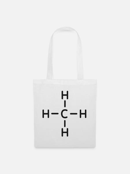 Methanmolekül CH4-Liniensymbol - Stoffbeutel - Weiß