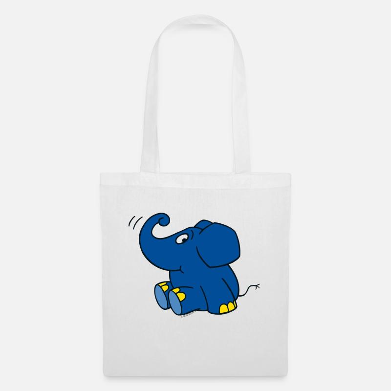 Der Elefant - sitzend - Stoffbeutel - Weiß