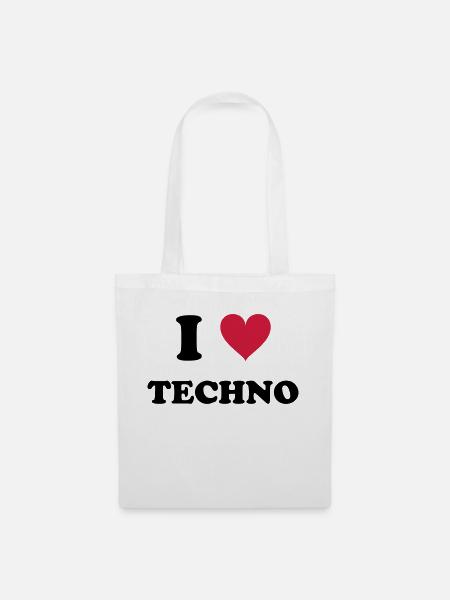 I LOVE TECHNO - Stoffbeutel - Weiß