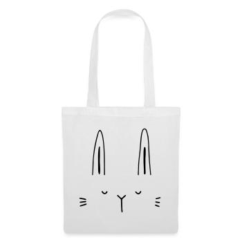 Idée cadeau visage de lapin lapin - Sac en tissu - blanc - Devant