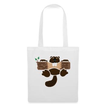 beaver eager rodent otter wood forest teeth tree - Tote Bag - white - Front
