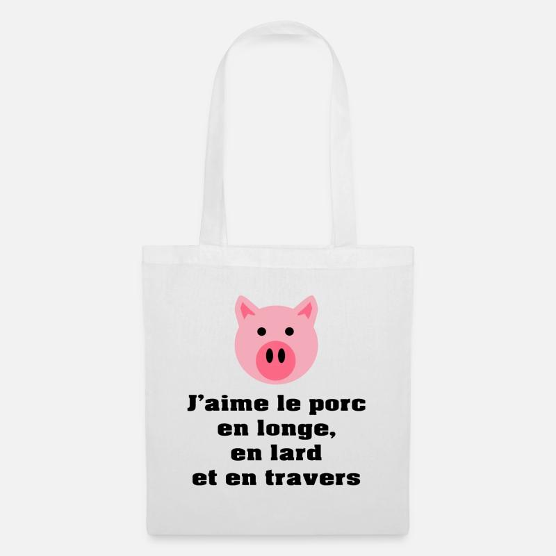 longe-lard-travers (couleur) - Sac en tissu - blanc