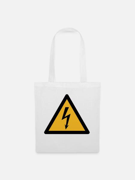 Gefahrensymbol - Hochspannung (2-farbig) - Stoffbeutel - Weiß