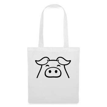 Kleines Süßes Schweinchen Ferkel - Stoffbeutel - Weiß - Vorne