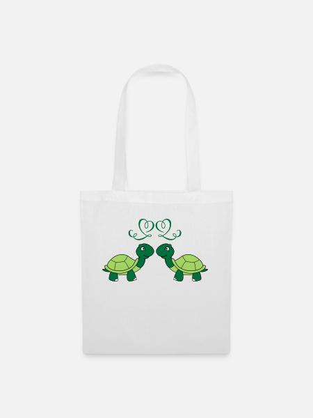 schildkroeten_verliebt_002 - Stoffbeutel - Weiß