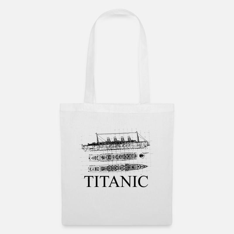 Pläne der Titanic - Stoffbeutel - Weiß