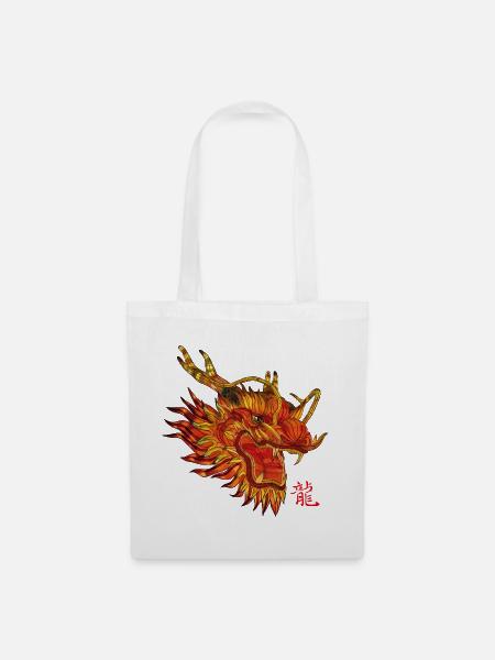 chinesischer Drache - Stoffbeutel - Weiß