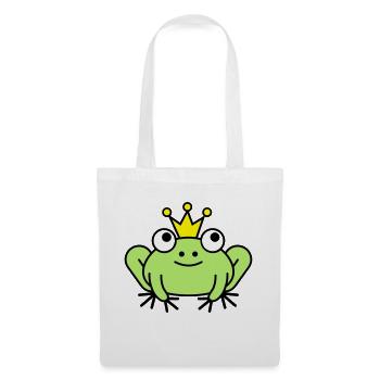 Grenouille grenouille prince avec couronne - Sac en tissu - blanc - Devant