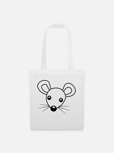Kopf Maus Clipart - Stoffbeutel - Weiß