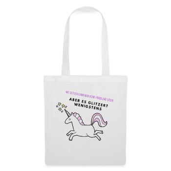 Glitzer Einhorn - Stoffbeutel - Weiß - Vorne
