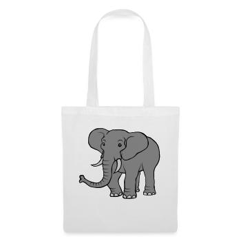 Grand éléphant gris - Sac en tissu - blanc - Devant