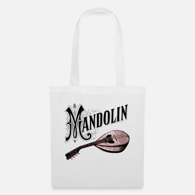 Mandolin Schriftzug mit Bild - Stoffbeutel - Weiß