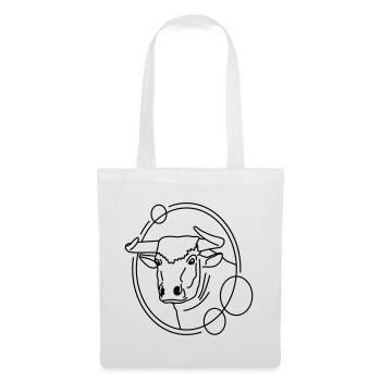 Taureau en forme géométrique - Conception d’art au trait - Sac en tissu - blanc - Devant