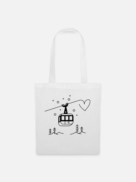Retro ski lift liebe, Liebe zum Skifahren - Stoffbeutel - Weiß
