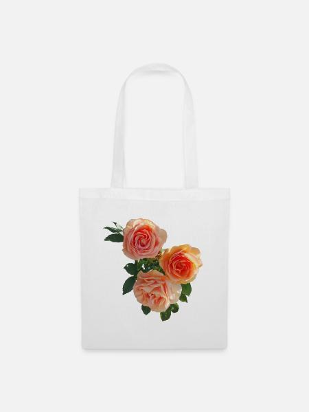 Pfirsichrosen Bouquet - Stoffbeutel - Weiß
