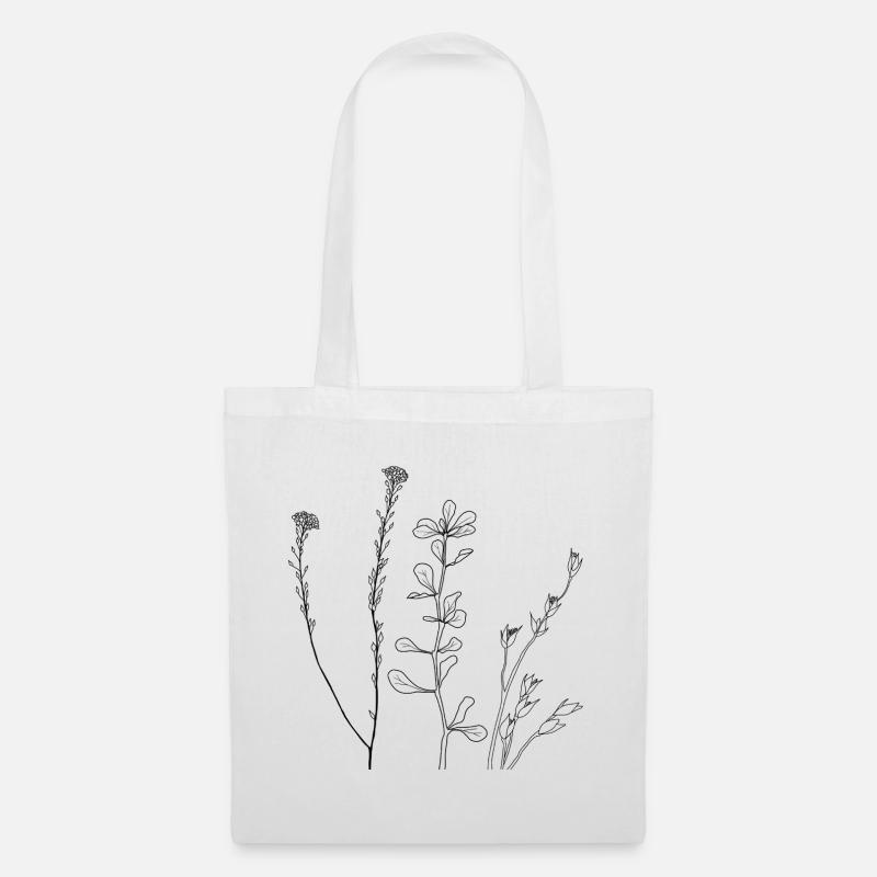Blumen Line Art - Stoffbeutel - Weiß