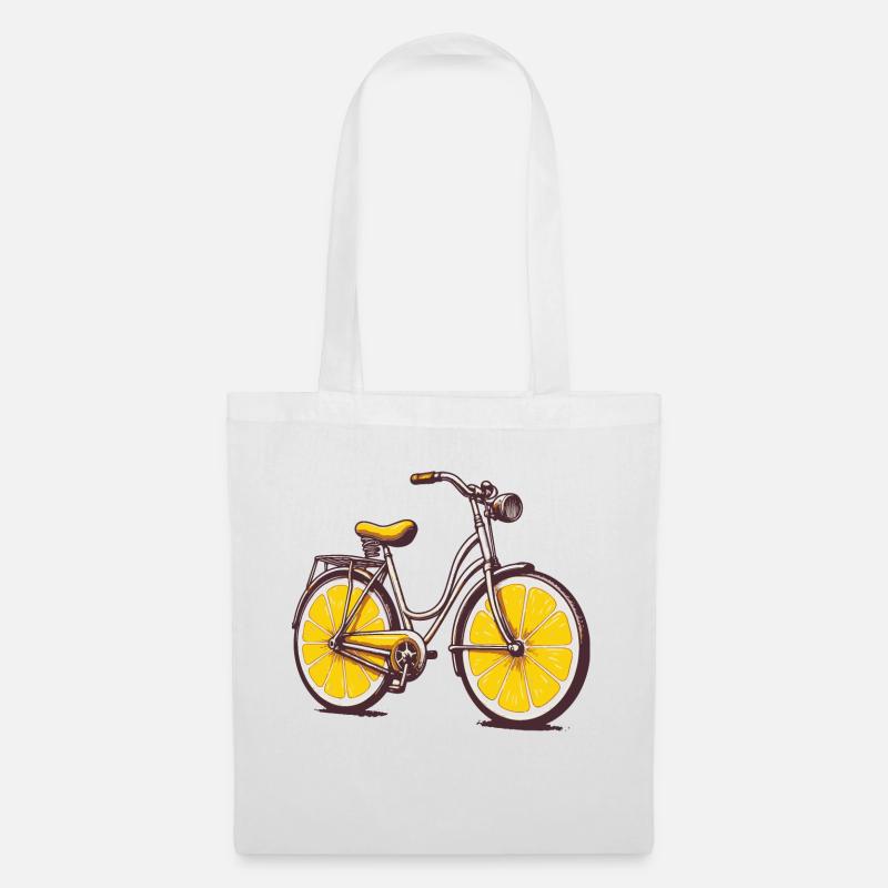 Bicicletta con limoni, retrò, vintage - Borsa di stoffa - bianco