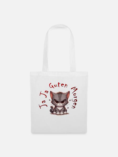 Cat Grimmig Guten Morgen - Stoffbeutel - Weiß