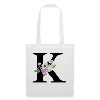 Purple Floral K Letter - Tote Bag - white - Front