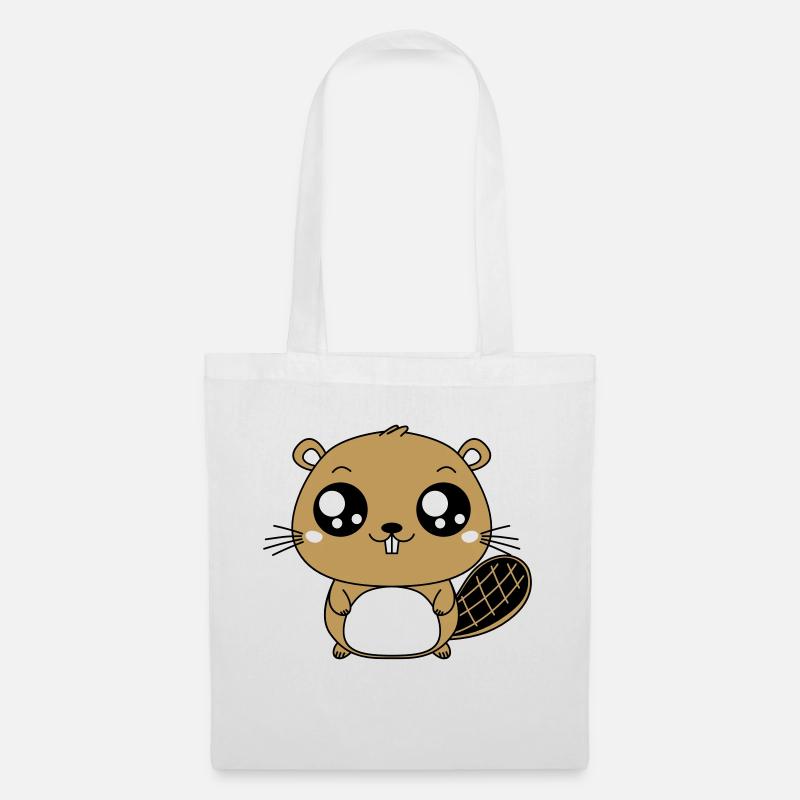 Castor mignon - Sac en tissu - blanc