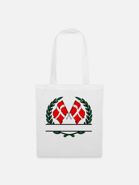Dänemark Flaggen Lorbeerkranz Banner - Stoffbeutel - Weiß