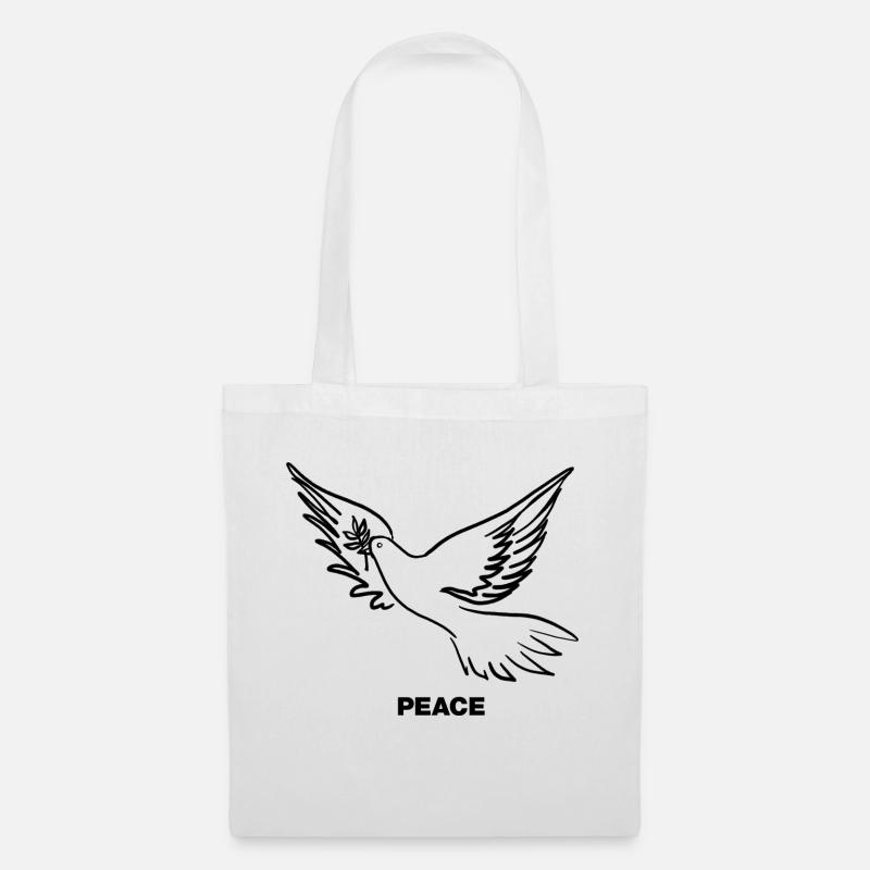 PEACE - Friedenstaube - Stoffbeutel - Weiß