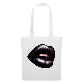 Schwarze Lippen - Geheimnisvolle Eleganz - Stoffbeutel - Weiß - Vorne