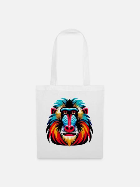Mandrill-Affe - Stoffbeutel - Weiß