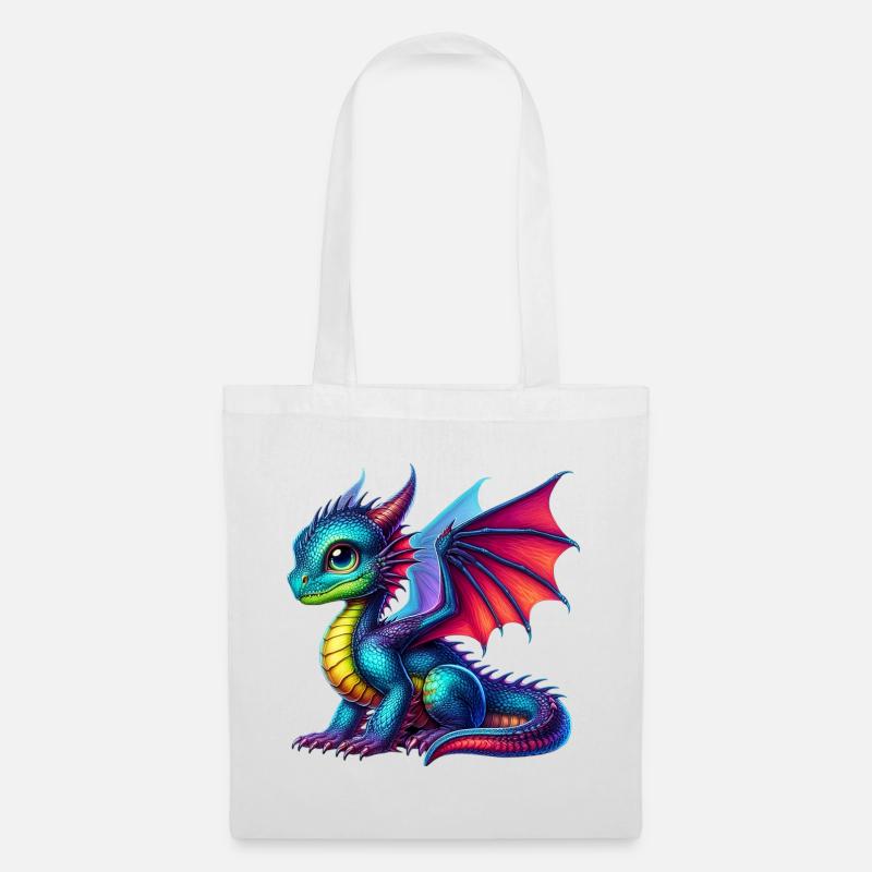 Drache - Stoffbeutel - Weiß