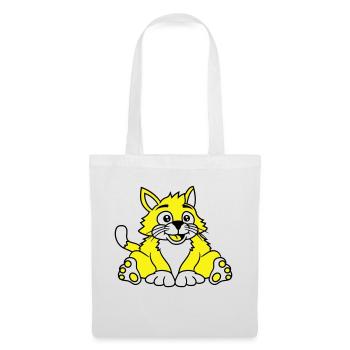 chat assis mignon heureux gros chaton - Sac en tissu - blanc - Devant