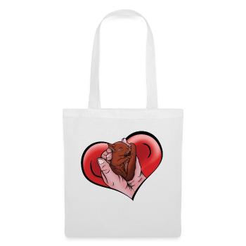 Comic baby squirrel in hands in heart - Tote Bag - white - Front