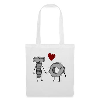 Boulon et écrou amoureux - Sac en tissu - blanc - Devant