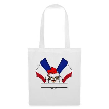Drapeau de la France avec bannière du Père Noël - Sac en tissu - blanc - Devant