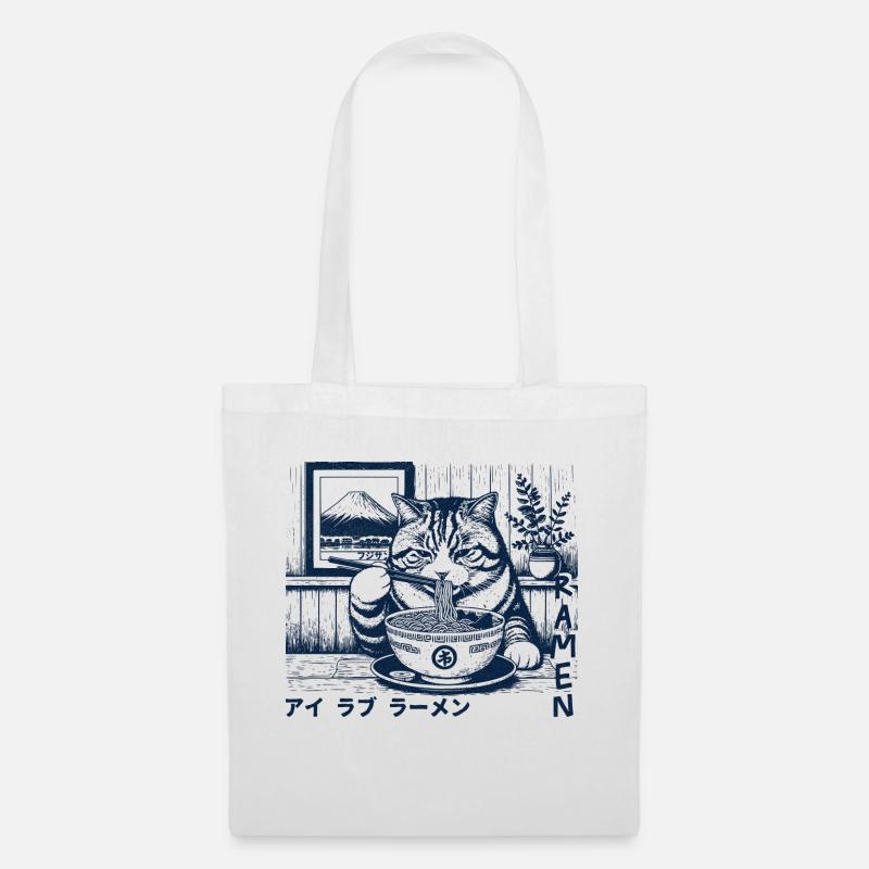 Ramen Katze - Stoffbeutel - Weiß