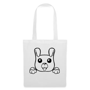 chien derrière le mur clôture signe regarder heureux mignon - Sac en tissu - blanc - Devant