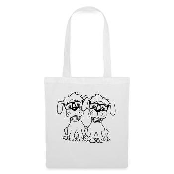 2 chiens nerd lunettes à monture de corne geek duo bretelles intelligentes - Sac en tissu - blanc - Devant