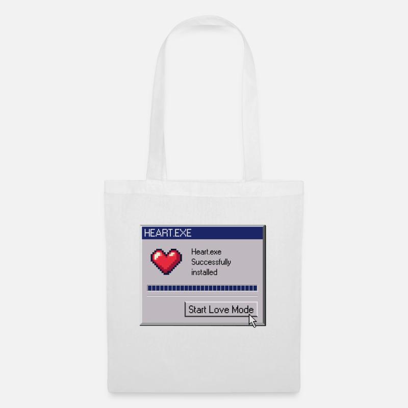 Heart.exe – Valentinstag Geek Geschenk | Liebe - Stoffbeutel - Weiß